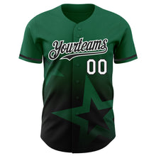Charger l'image dans la galerie, Custom Kelly Green Black-White 3D Pattern Design Gradient Style Twinkle Star Authentic Baseball Jersey