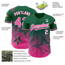 Load image into Gallery viewer, Custom Kelly Green Pink-White 3D Pattern Design Gradient Style Twinkle Star Authentic Baseball Jersey