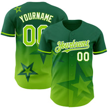 Laden Sie das Bild in den Galerie-Viewer, Custom Kelly Green Neon Green-White 3D Pattern Design Gradient Style Twinkle Star Authentic Baseball Jersey