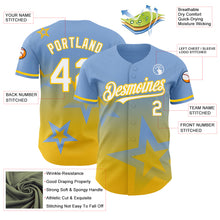 Charger l'image dans la galerie, Custom Light Blue White-Yellow 3D Pattern Design Gradient Style Twinkle Star Authentic Baseball Jersey