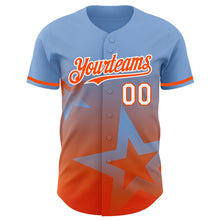 Загрузить изображение в средство просмотра галереи, Custom Light Blue Orange-White 3D Pattern Design Gradient Style Twinkle Star Authentic Baseball Jersey