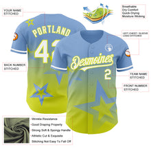 Charger l'image dans la galerie, Custom Light Blue White-Neon Yellow 3D Pattern Design Gradient Style Twinkle Star Authentic Baseball Jersey