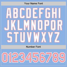 Laden Sie das Bild in den Galerie-Viewer, Custom Light Blue Medium Pink-White 3D Pattern Design Gradient Style Twinkle Star Authentic Baseball Jersey