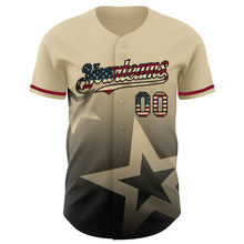 Laden Sie das Bild in den Galerie-Viewer, Custom Cream Vintage USA Flag-Black 3D Pattern Design Gradient Style Twinkle Star Authentic Baseball Jersey