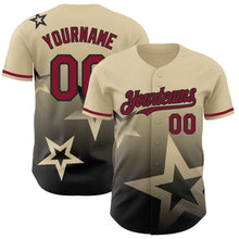Load image into Gallery viewer, Custom Cream Crimson-Black 3D Pattern Design Gradient Style Twinkle Star Authentic Baseball Jersey