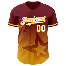 Charger l'image dans la galerie, Custom Crimson White-Gold 3D Pattern Design Gradient Style Twinkle Star Authentic Baseball Jersey