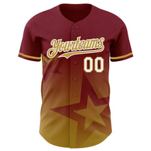 Laden Sie das Bild in den Galerie-Viewer, Custom Crimson Old Gold-White 3D Pattern Design Gradient Style Twinkle Star Authentic Baseball Jersey