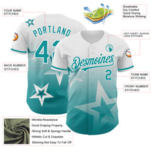 Load image into Gallery viewer, Custom White Teal 3D Pattern Design Gradient Style Twinkle Star Authentic Baseball Jersey