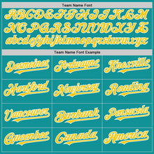 Load image into Gallery viewer, Custom Teal Yellow-White 3D Pattern Design Gradient Style Twinkle Star Authentic Baseball Jersey