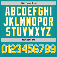 Load image into Gallery viewer, Custom Teal Yellow-White 3D Pattern Design Gradient Style Twinkle Star Authentic Baseball Jersey