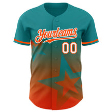 Load image into Gallery viewer, Custom Teal Orange-White 3D Pattern Design Gradient Style Twinkle Star Authentic Baseball Jersey