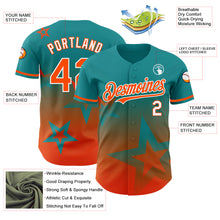 Load image into Gallery viewer, Custom Teal Orange-White 3D Pattern Design Gradient Style Twinkle Star Authentic Baseball Jersey