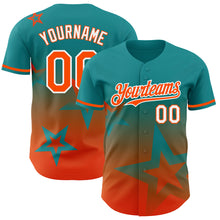 Load image into Gallery viewer, Custom Teal Orange-White 3D Pattern Design Gradient Style Twinkle Star Authentic Baseball Jersey
