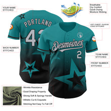 Laden Sie das Bild in den Galerie-Viewer, Custom Teal Gray-Black 3D Pattern Design Gradient Style Twinkle Star Authentic Baseball Jersey