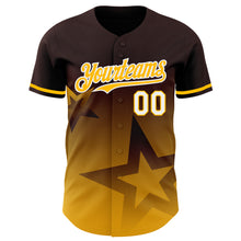 Charger l'image dans la galerie, Custom Brown Gold-White 3D Pattern Design Gradient Style Twinkle Star Authentic Baseball Jersey