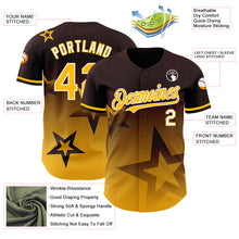 Charger l'image dans la galerie, Custom Brown Gold-White 3D Pattern Design Gradient Style Twinkle Star Authentic Baseball Jersey