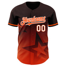 Charger l'image dans la galerie, Custom Brown Orange-White 3D Pattern Design Gradient Style Twinkle Star Authentic Baseball Jersey