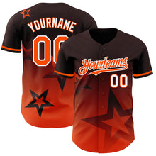 Charger l'image dans la galerie, Custom Brown Orange-White 3D Pattern Design Gradient Style Twinkle Star Authentic Baseball Jersey