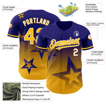 Laden Sie das Bild in den Galerie-Viewer, Custom Dark Purple Gold-White 3D Pattern Design Gradient Style Twinkle Star Authentic Baseball Jersey