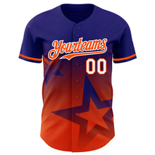 Load image into Gallery viewer, Custom Dark Purple Orange-White 3D Pattern Design Gradient Style Twinkle Star Authentic Baseball Jersey