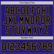 Load image into Gallery viewer, Custom Dark Purple Black-Old Gold 3D Pattern Design Gradient Style Twinkle Star Authentic Baseball Jersey