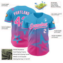 Charger l'image dans la galerie, Custom Sky Blue Pink-White 3D Pattern Design Gradient Style Twinkle Star Authentic Baseball Jersey