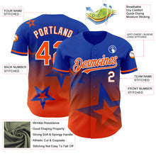 Load image into Gallery viewer, Custom Thunder Blue Orange-White 3D Pattern Design Gradient Style Twinkle Star Authentic Baseball Jersey