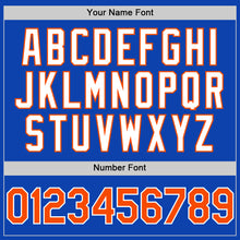 Load image into Gallery viewer, Custom Thunder Blue Orange-White 3D Pattern Design Gradient Style Twinkle Star Authentic Baseball Jersey