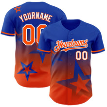Load image into Gallery viewer, Custom Thunder Blue Orange-White 3D Pattern Design Gradient Style Twinkle Star Authentic Baseball Jersey