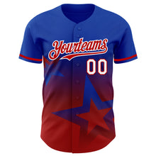Laden Sie das Bild in den Galerie-Viewer, Custom Thunder Blue Red-White 3D Pattern Design Gradient Style Twinkle Star Authentic Baseball Jersey