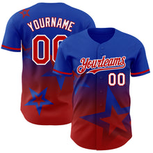 Laden Sie das Bild in den Galerie-Viewer, Custom Thunder Blue Red-White 3D Pattern Design Gradient Style Twinkle Star Authentic Baseball Jersey