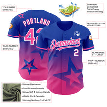 Load image into Gallery viewer, Custom Thunder Blue Pink-White 3D Pattern Design Gradient Style Twinkle Star Authentic Baseball Jersey