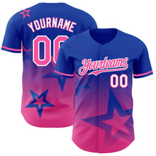 Load image into Gallery viewer, Custom Thunder Blue Pink-White 3D Pattern Design Gradient Style Twinkle Star Authentic Baseball Jersey