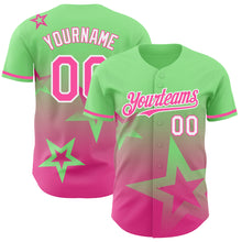 Charger l'image dans la galerie, Custom Pea Green Pink-White 3D Pattern Design Gradient Style Twinkle Star Authentic Baseball Jersey