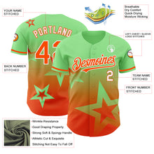 Laden Sie das Bild in den Galerie-Viewer, Custom Pea Green Orange-White 3D Pattern Design Gradient Style Twinkle Star Authentic Baseball Jersey