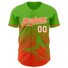 Load image into Gallery viewer, Custom Aurora Green Orange-White 3D Pattern Design Gradient Style Twinkle Star Authentic Baseball Jersey