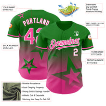 Charger l'image dans la galerie, Custom Grass Green Pink-White 3D Pattern Design Gradient Style Twinkle Star Authentic Baseball Jersey