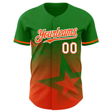Charger l'image dans la galerie, Custom Grass Green Orange-White 3D Pattern Design Gradient Style Twinkle Star Authentic Baseball Jersey