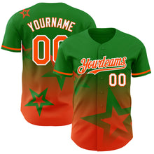 Charger l'image dans la galerie, Custom Grass Green Orange-White 3D Pattern Design Gradient Style Twinkle Star Authentic Baseball Jersey