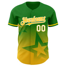 Charger l'image dans la galerie, Custom Grass Green Yellow-White 3D Pattern Design Gradient Style Twinkle Star Authentic Baseball Jersey