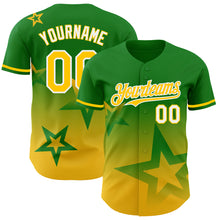 Charger l'image dans la galerie, Custom Grass Green Yellow-White 3D Pattern Design Gradient Style Twinkle Star Authentic Baseball Jersey