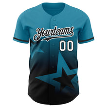 Laden Sie das Bild in den Galerie-Viewer, Custom Panther Blue Black-White 3D Pattern Design Gradient Style Twinkle Star Authentic Baseball Jersey