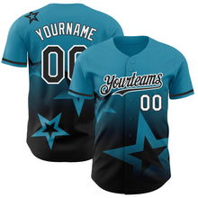 Laden Sie das Bild in den Galerie-Viewer, Custom Panther Blue Black-White 3D Pattern Design Gradient Style Twinkle Star Authentic Baseball Jersey