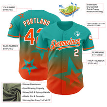 Laden Sie das Bild in den Galerie-Viewer, Custom Aqua Orange-White 3D Pattern Design Gradient Style Twinkle Star Authentic Baseball Jersey