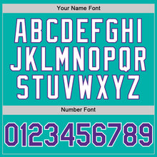 Laden Sie das Bild in den Galerie-Viewer, Custom Aqua Purple-White 3D Pattern Design Gradient Style Twinkle Star Authentic Baseball Jersey