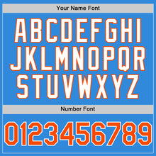 Load image into Gallery viewer, Custom Electric Blue Orange-White 3D Pattern Design Gradient Style Twinkle Star Authentic Baseball Jersey