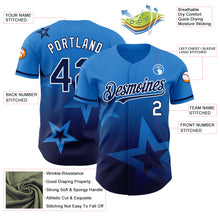 Load image into Gallery viewer, Custom Electric Blue Navy-White 3D Pattern Design Gradient Style Twinkle Star Authentic Baseball Jersey