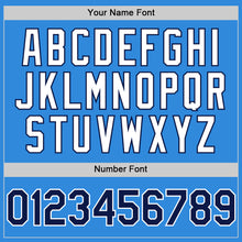 Load image into Gallery viewer, Custom Electric Blue Navy-White 3D Pattern Design Gradient Style Twinkle Star Authentic Baseball Jersey