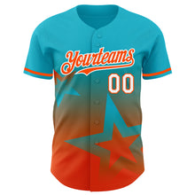 Load image into Gallery viewer, Custom Lakes Blue Orange-White 3D Pattern Design Gradient Style Twinkle Star Authentic Baseball Jersey