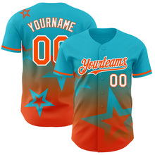 Load image into Gallery viewer, Custom Lakes Blue Orange-White 3D Pattern Design Gradient Style Twinkle Star Authentic Baseball Jersey